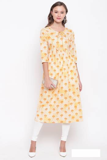 Add Some Casuals With This Pretty Kurti In Orange And White Color Fabricated On Cotton. This Readymade Kurti Is Soft Towards Skin And Easy To Carry all Day Long. Buy Now.