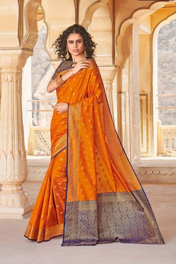 Classy Saree look pretty like never before.Wearing this Musturd Yellow Color Saree which made from Handloom Silk With Violet & Golden Color Handloom Silk blouse, Saree has also decorative work like Heavy Jacquard Work With Pallu.This beautiful Saree features a classy Jacquard Work all over,which makes it a smart pick for all occasions. 