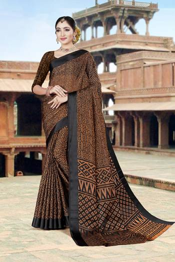 Add This Beautiful Saree To Your Wardrobe In Black Color. This Saree And Blouse Are Fabricated On Brasso Silk Which Is Light Weight, And Gives A Rich Look To Your Personality. 