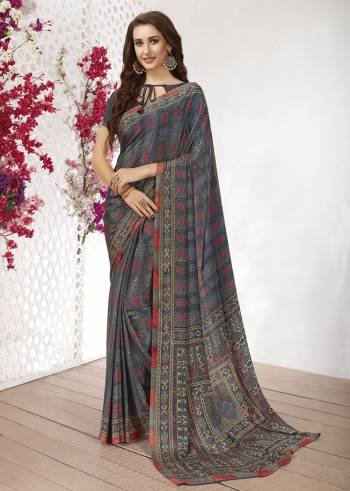 For Your Casuals Or Semi-Casuals, Grab This Light Weight Printed Saree Fabricated On Crepe. Its Fabric IS Soft Towards Skin And Ensures Superb Comfort All Day Long. Buy Now