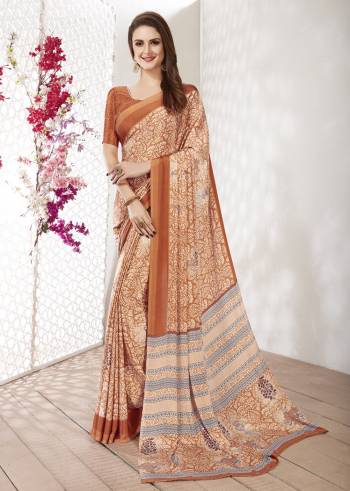 For Your Casuals Or Semi-Casuals, Grab This Light Weight Printed Saree Fabricated On Crepe. Its Fabric IS Soft Towards Skin And Ensures Superb Comfort All Day Long. Buy Now