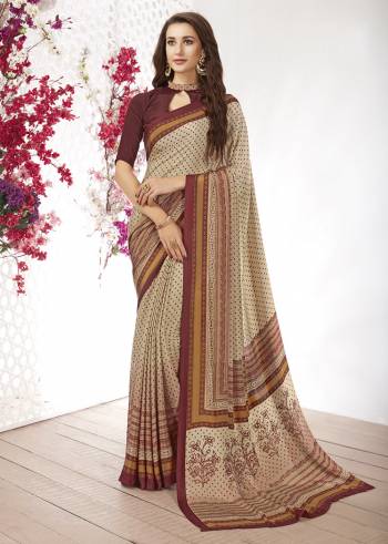 For Your Casuals Or Semi-Casuals, Grab This Light Weight Printed Saree Fabricated On Crepe. Its Fabric IS Soft Towards Skin And Ensures Superb Comfort All Day Long. Buy Now