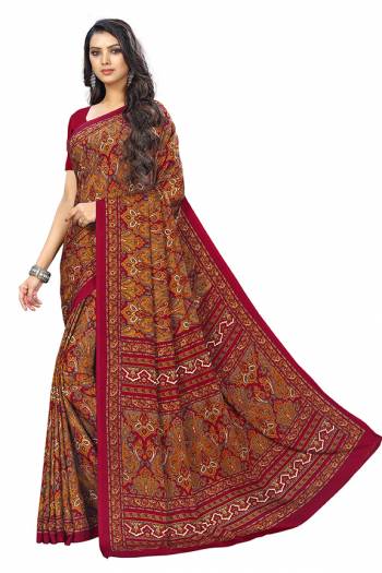 For Your Casuals Or Semi-Casuals, Grab This Light Weight Printed Saree Fabricated On Crepe. Its Fabric IS Soft Towards Skin And Ensures Superb Comfort All Day Long. Buy Now