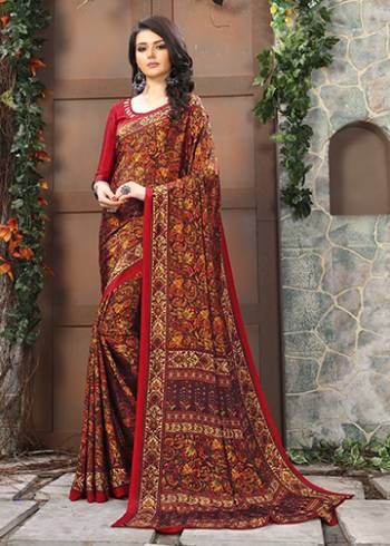 For Your Casuals Or Semi-Casuals, Grab This Light Weight Printed Saree Fabricated On Crepe. Its Fabric IS Soft Towards Skin And Ensures Superb Comfort All Day Long. Buy Now