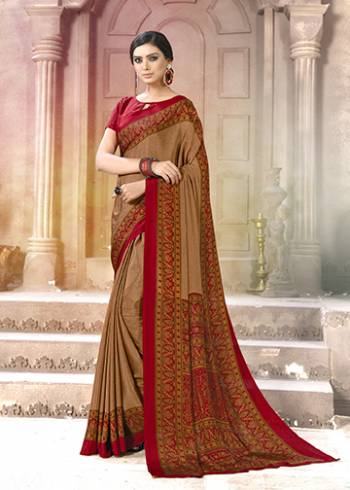 Add Some Casuals With This Pretty Saree Fabricated On Crepe. This?Saree And Blouse are Beautified With prints And It Is Light Weight And Easy To Carry All Day Long