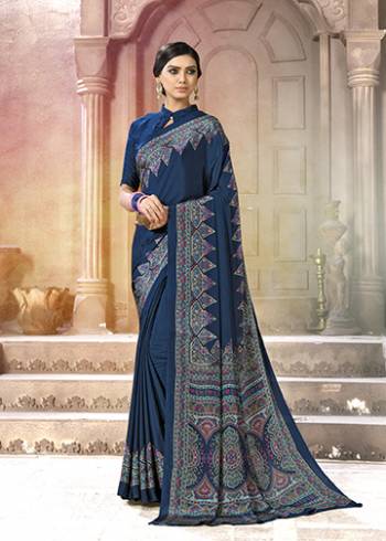 Add Some Casuals With This Pretty Saree Fabricated On Crepe. This?Saree And Blouse are Beautified With prints And It Is Light Weight And Easy To Carry All Day Long
