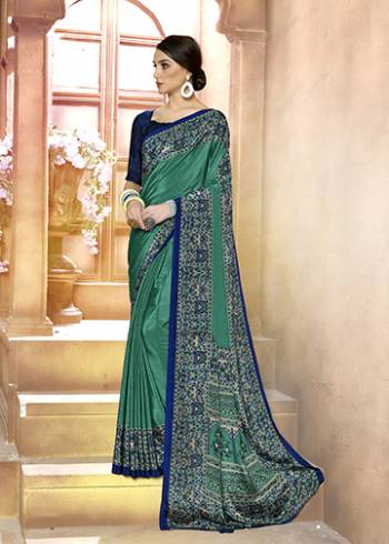 Add Some Casuals With This Pretty Saree Fabricated On Crepe. This?Saree And Blouse are Beautified With prints And It Is Light Weight And Easy To Carry All Day Long