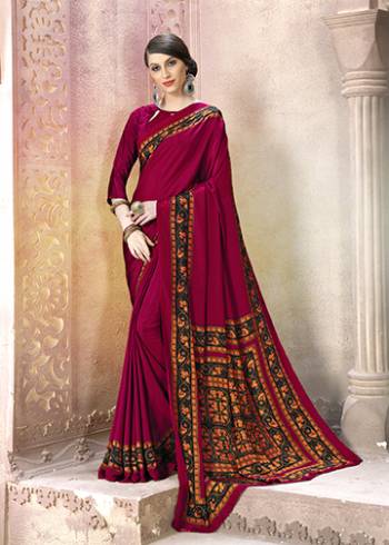 Add Some Casuals With This Pretty Saree Fabricated On Crepe. This?Saree And Blouse are Beautified With prints And It Is Light Weight And Easy To Carry All Day Long