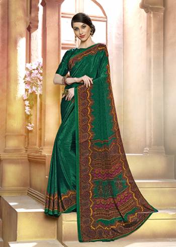 Add Some Casuals With This Pretty Saree Fabricated On Crepe. This?Saree And Blouse are Beautified With prints And It Is Light Weight And Easy To Carry All Day Long