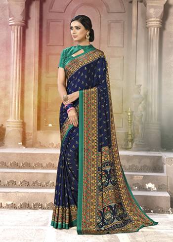 Add Some Casuals With This Pretty Saree Fabricated On Crepe. This?Saree And Blouse are Beautified With prints And It Is Light Weight And Easy To Carry All Day Long