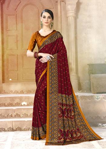 For Your Casuals Or Semi-Casuals, Grab This Light Weight Printed?Saree Fabricated On Crepe. Its Fabric IS Soft Towards Skin And Ensures Superb Comfort All Day Long. Buy Now
