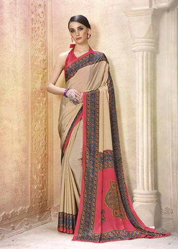 Add Some Casuals With This Pretty Saree Fabricated On Crepe. This?Saree And Blouse are Beautified With prints And It Is Light Weight And Easy To Carry All Day Long