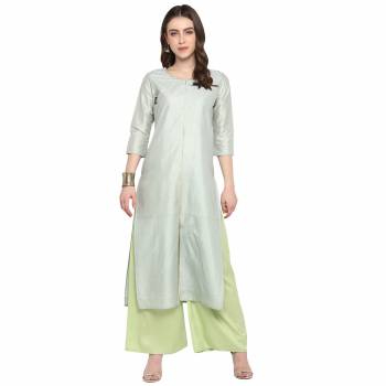 This Season Is About Subtle Shades And Pastel Play, So Grab This Designer Readymade Pair Of Kurti And Bottom In Pastel Blue And Pastel Green Color Respectively, Its Top And Bottom Are Poly Silk Based. Buy This Pretty Pair Now.