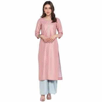 You Will Definitely Earn Lots Of Compliments Wearing This Readymade Pair Of Kuri In Baby Pink Color Paired With Pastel Blue Colored Bottom. This Pair Is Silk Based Which Gives A Rich Look To Your Personality. 