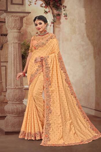 You Will Definitely Earn Lots Of Compliments Wearing This Heavy Designer Which Is Perfectly Suitable For Wedding Wear. This Pretty Saree Is Satin Silk Based Which Is Durable And Eary To Carry.