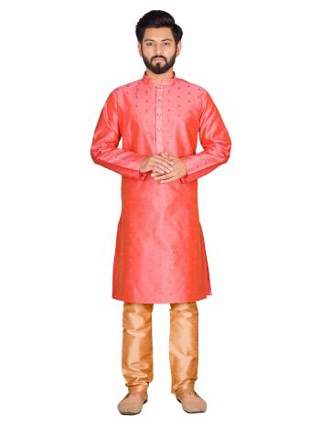 Grab This Amazing Pair Of Kurta And Chudidar For Men Fabricated On Jacquard Silk And Cotton Respectively. This Kurta Is Suitable For Festive Wear Or Any Wedding Functions. It Is Light In Weight and Can Be Paired With Any Kind Of Bottom Like Chudidar, Pyjama Or Even Denims. Its Fabric Is Soft Towards Skin And Avialable In All Sizes. Buy Now.