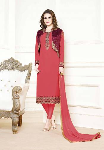 Celebrate This Festive Season With Beauty And Comfort Wearing This Designer Straight Suit In Red Color. Its Top Is Fabricated on Georgette Paired With Santoon Bottom And Chiffon Fabricated Dupatta. All Its Fabrics Are Light Weight And Ensures Superb Comfort All Day Long. 