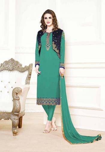 Celebrate This Festive Season With Beauty And Comfort Wearing This Designer Straight Suit In Sea Green Color. Its Top Is Fabricated on Georgette Paired With Santoon Bottom And Chiffon Fabricated Dupatta. All Its Fabrics Are Light Weight And Ensures Superb Comfort All Day Long. 