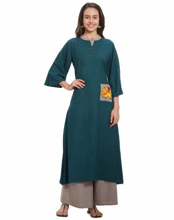 This Festive Season, Look The Most Elegant Of All In This Simple Readymade Pair Of Kurti With Plazzo In Teal Blue And Grey Color Respectively. This Pretty Pair Is Rayon Based Which Ensures Superb Comfort All Day Long.