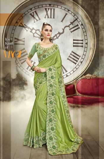 Celebrate This Festive Season With This Very Beautiful And Attractive Looking Heavy Designer Saree In Green Color. This Heavy Embroidered Saree And Blouse Are Silk Based Which Also Gives A Rich Look To Your Personality. 