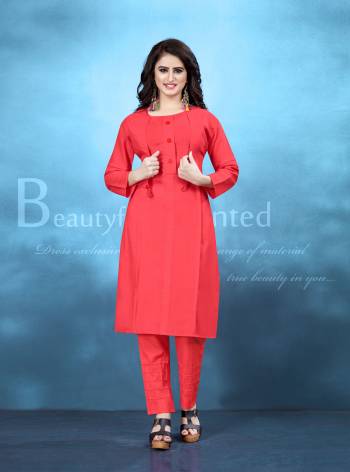 For Your Casual Or Semi-Casual Wear, Grab This Readymade Pair Of Kurti With Pants In Old Rose Pink Color. This Lovely Pair Is Cotton Based Which Is Light Weight, Soft Towards Skin And Easy To Carry All Day Long. 