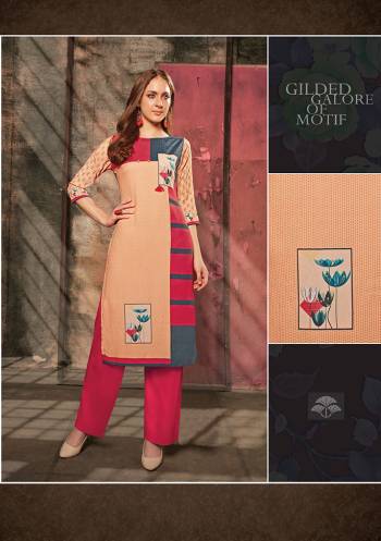 Beat The Heat This Summer Wearing This Readymade Pair Of Kurti and Pant. The Pretty Digital Printed Kurti Is Fabricated On Rayon Paired With Cotton Fabricated Plain Bottom. 