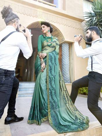 Adorn The Pretty Angelic Look Wearing This Lovely Teal Green Colored Saree Paired With Teal Green Colored Blouse. This SareeIs Fabricated On Silk Gergette Paired With Art Silk Fabricated Blouse. Its Lovely Color And Rich Fabric Will Earn Yu Lots Of Compliments From Onlookers.