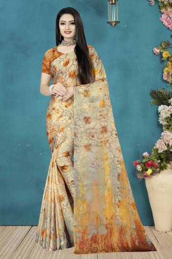 Celebrate This Festive Season With Beauty And Comfort Wearing This Lovely Digital Printed Saree. This Saree And Blouse Are Fabricated On Satin Silk Which Is Light Weight, Durable And Easy To Care For.