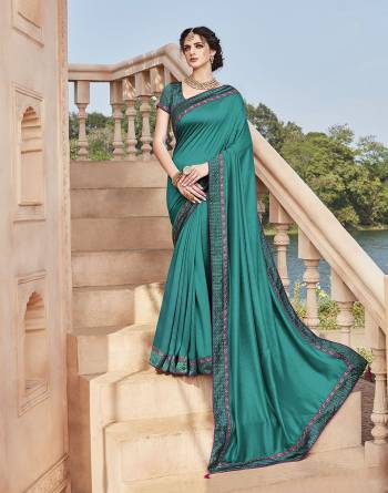 Look Pretty In This Designer Elegant Looking Saree In Turquoise Blue Color. This Saree Is Fabricated On Soft Art Silk Beautified With Detailed Thread Embroidery Work Paired With Art Silk Fabricated Blouse.?