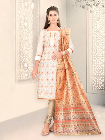 Add This Lovely Rich And Elegant Looking Chanderi Silk Based Designer Straight Suit To Your Wardrobe In White Color. Its Rich Fabric And Unique Color Pallete Will Definitely Earn You Lots Of Compliments From Onlookers. 