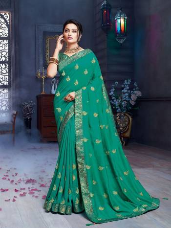 Grab This Pretty Attractive Saree In Sea Green Color. This Saree Is Fabricated On Art Silk Paired With Brocade Fabricated Blouse. Its Rich Fabric And Color Will Earn You Lots Of Compliments From Onlookers.