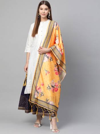 Grab This Classy Tassel Dupatta made from Jacquard Silk has decorative work like Digital Printed ,which makes it a smart pick for all occasions. You can wear this Dupatta in different styles Pairing Up With Different Kind Of Attires