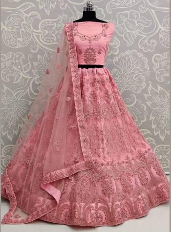 Here Is A Very Pretty Heavy Designer Lehenga Choli For The Bridesmaid In This Lovely Pink Color. This Detailed Embroidered Lehenga Choli And Dupatta Are Fabricated On Net Which Is Light Weight, Durable And Gives A Pretty Look The Personality. Buy This Pretty Piece Now