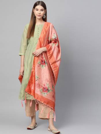 Grab This Classy Tassel Dupatta made from Jacquard Silk has decorative work like Digital Printed ,which makes it a smart pick for all occasions. You can wear this Dupatta in different styles Pairing Up With Different Kind Of Attires