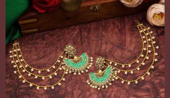 Grab This Heavy Designer Earrings For The Upcoming Wedding Season. The New Trendy And Designer Earrings Can Be Paired With Any Kind Of Ethnic Attire. Also It Will Earn You Lots Of Compliments From Onlookers. 