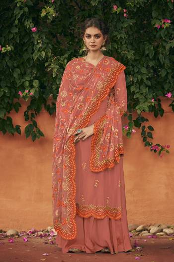 Add This Very Beautiful Designer Straight Suit To Your Wardrobe In Rust Red Color. Its Pretty Embroidered Top And Dupatta Are Fabricated On Italian Silk Paired With Santoon Fabricated Bottom. Buy This Semi-Stitched Suit Now.