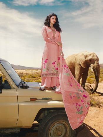 Rich And Elegant Looking Designer Straight Suit IS Here In All Over Baby Pink Color. Its Beautiful Top And Bottom Are Fabricated On Crepe Paired With Chiffon Fabricated Dupatta. Its Fabric Is Light Weight, Soft Towards Skin And Easy To Carry All Day Long. 