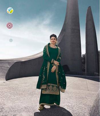 Enhance Your Personality Wearing This Elegant Embroidered Designer Straight Suit In Dark Green Color. Its Top Is Fabricated On Satin Georgette Paired With Santoon Bottom And Silk Georgette Dupatta. Its Rich Fabric And Color Will Definitely Earn You Lots Of Compliments From Onlookers. 