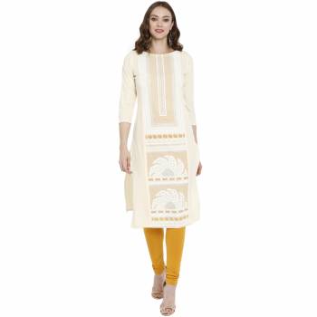 Simple And Elegant Looking Readymade Straight Kurti Is Here In Off-White Color. It Is Fabricated On Crepe Beautified With Prints. Also It Is Light In Weight and Easy To Carry.