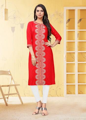 Grab This Pretty Red Colored Kurti Fabricated On Rayon. This Readymade Kurti Is Beautified With Prints and Also it is Available  In all Regular Sizes. 