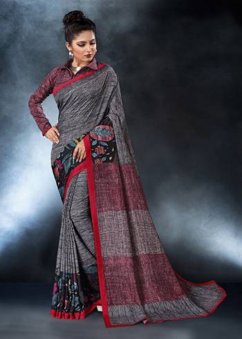 Add This Pretty Saree To Your Wardrobe For Festive Or Semi-Casual Wear. This Saree And Blouse Are Fabricated on Tussar Silk Slub Beautified With Prints. Buy This Saree Now.