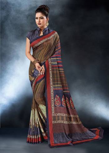 Add This Pretty Saree To Your Wardrobe For Festive Or Semi-Casual Wear. This Saree And Blouse Are Fabricated on Tussar Silk Slub Beautified With Prints. Buy This Saree Now.