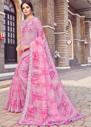 Here Is A Pretty Printed Saree In Pink Color. This Saree Is Fabricated On Cotton Silk Paired With Art Silk Fabricated Blouse. It Is Light In Weight And Easy To Carry All Day Long. 