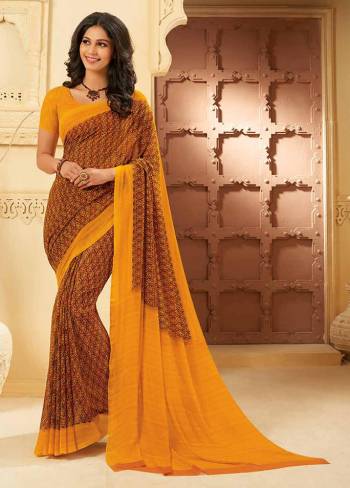 For Your Casual Wear Grab This Pretty Printed Saree, This Saree And Blouse Are Fabricated On Georgette Beautified With Prints. Buy This Saree Now.