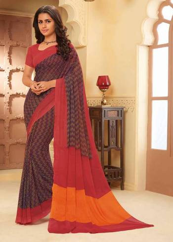 Add This Lovely Saree To Your Wardrobe Fabricated On Georgette. It Is Beautified With Prints All Over Gives A Pretty Simple and Elegant Look To Your Personality. 