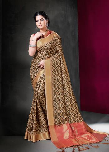 Here Is A Rich And Elegant Looking Silk Based Designer Saree For Festive Or Semi-Casual Wear. This Beautiful Saree And Blouse Are Fabricated On Art Silk Beautified With Prints. Buy Now.