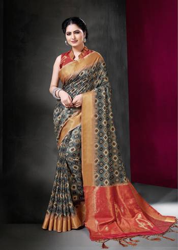 Here Is A Rich And Elegant Looking Silk Based Designer Saree For Festive Or Semi-Casual Wear. This Beautiful Saree And Blouse Are Fabricated On Art Silk Beautified With Prints. Buy Now.