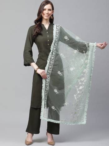 Enhance The Look Of Your Gown, Lehenga Or Even Kurti With This Pretty Lakhnavi Embroidered Net Fabricated Dupatta. You Can Pair This Up Same Or Contrasting Colored Attire. Buy Now.