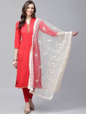 Enhance The Look Of Your Gown, Lehenga Or Even Kurti With This Pretty Lakhnavi Embroidered Net Fabricated Dupatta. You Can Pair This Up Same Or Contrasting Colored Attire. Buy Now.