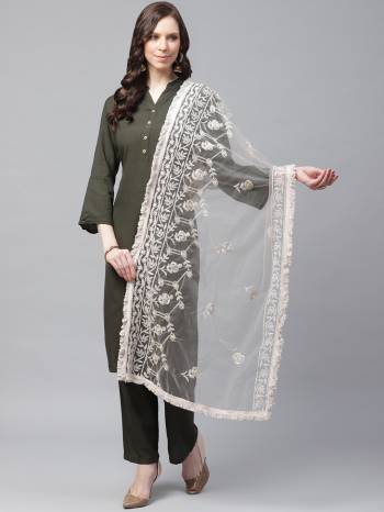 Enhance The Look Of Your Gown, Lehenga Or Even Kurti With This Pretty Lakhnavi Embroidered Net Fabricated Dupatta. You Can Pair This Up Same Or Contrasting Colored Attire. Buy Now.